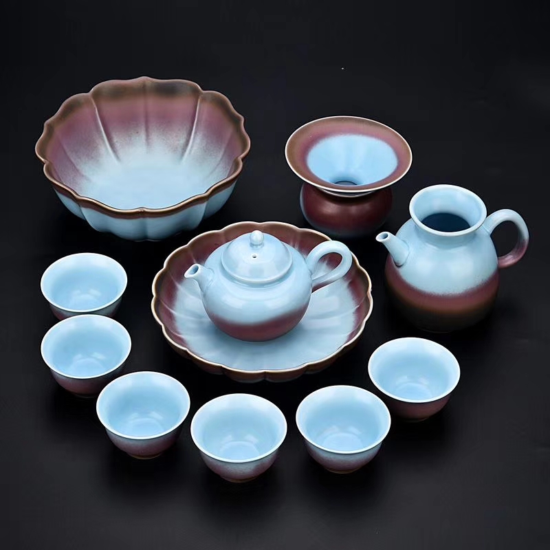 Yiwu Selection 12 sets of painted Ru kiln tea set