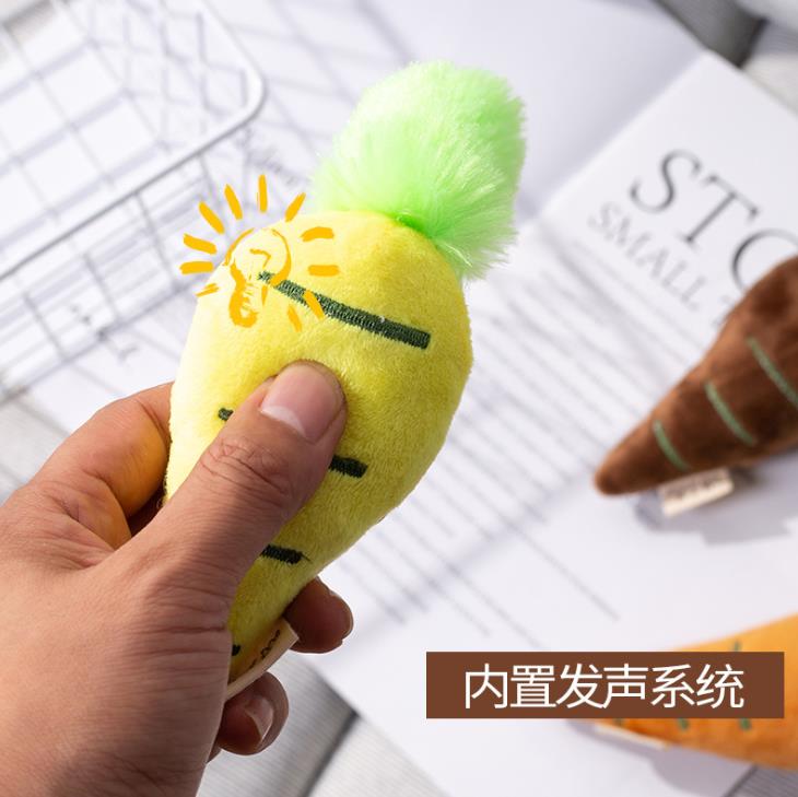 Factory direct sales explosive vegetable series pet toy plush sound color carrot cat toy details Picture