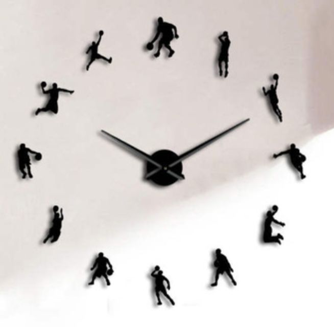 Yiwu good goods 3D dunk master basketball wall clock fun clock creative decorative wall paste fashion creative clock