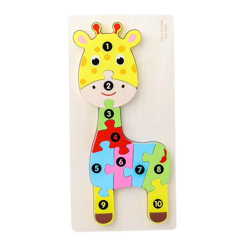 Yiwu quality Wooden large digital traffic animal three-dimensional jigsaw puzzle hand-grabbed board early education and intelligence toy Item Picture