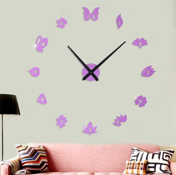 Yiwu Good Goods' second-generation new product, nail-free creative clock, wall-mounted clock, 3d stereoscopic leaf details Picture