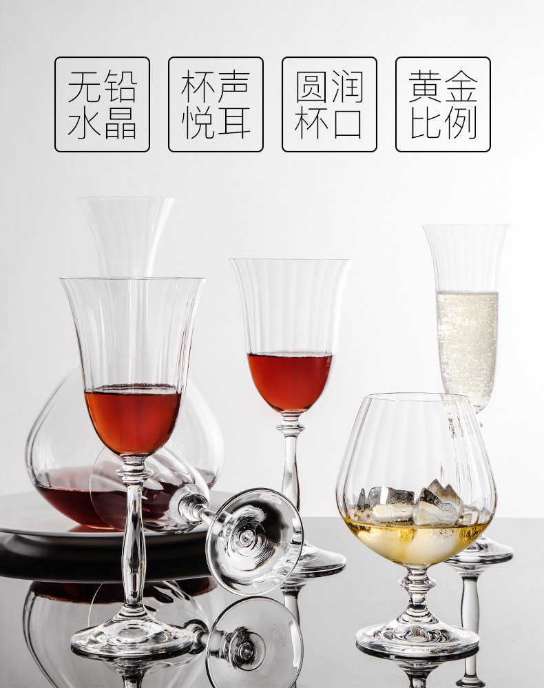 Bohemian imported red wine glasses, lead-free crystal goblets, home champagne glasses 40600/400/22 pic 4