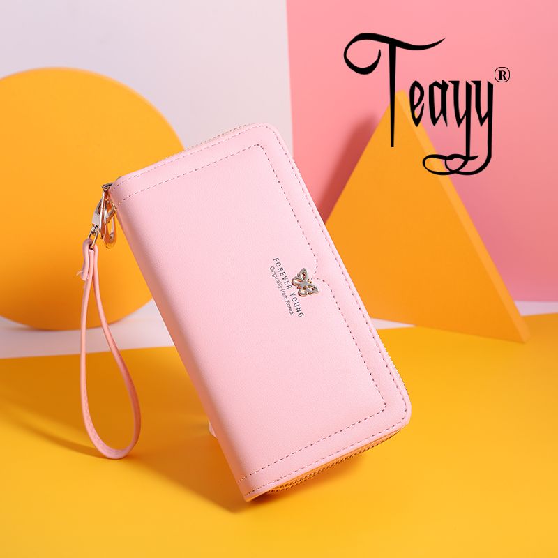 New women's long double zipper wallet Korean version of fashion simple mobile phone bag manufacturers direct thumbnail