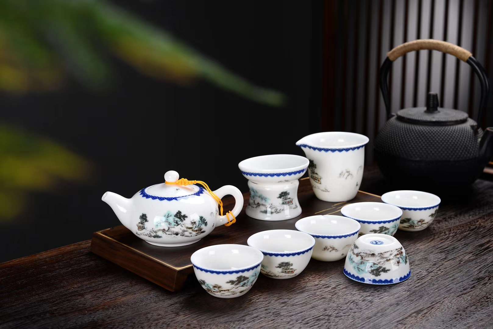 Yiwu Selection dish set household porcelain tableware plate dish tea set set bowl plate 10 head jade porcelain thumbnail