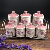 Ceramic sealed jar 7-piece set, tea jar candy storage jar