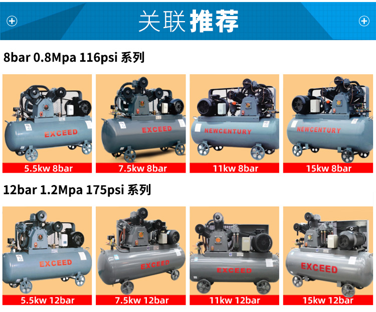 ضاغط هواء كبير طراز AW7508 لمكبس الهواء الفارغ من طراز الأوبك، المستوى الصناعي 380V 220V عالي الضغط detail image 8