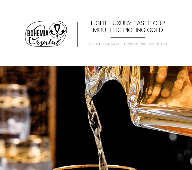 Czech imported crystal glass whisky glass, home engraved and gilded European classical glass, gilded Apollo pic 4