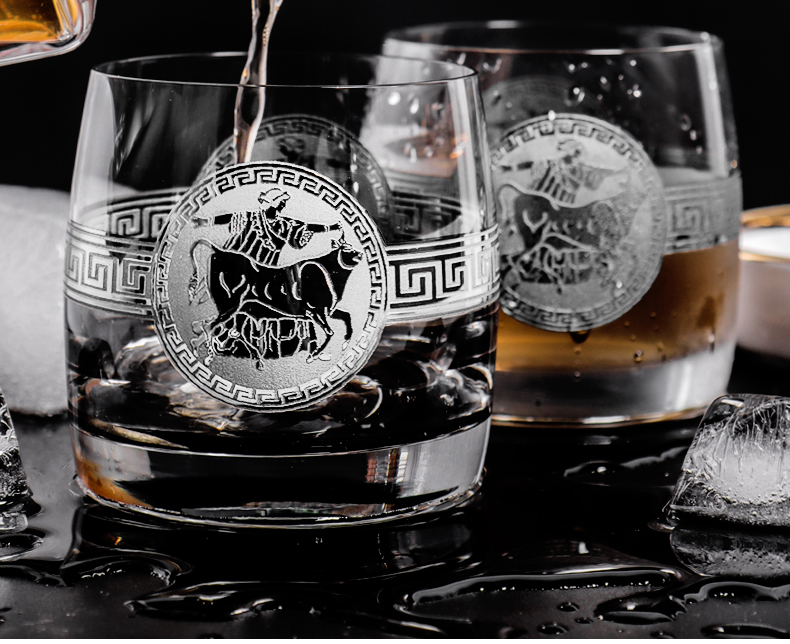 Czech imported crystal glass whisky glass for home use, European classical glass with silver butterfly and flower patterns pic 7