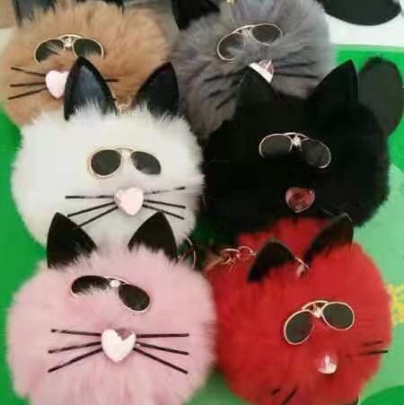 毛球挂件，可混色，混款白底实物图