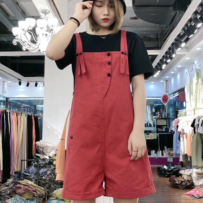 依卓娅欣20B08女装 夏季新款两件套休闲裤 百搭宽松背带裤