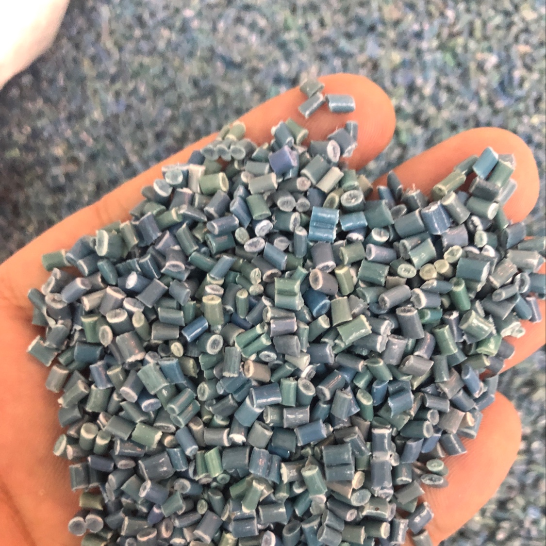 Blue granular propylene (recycled material) details Picture