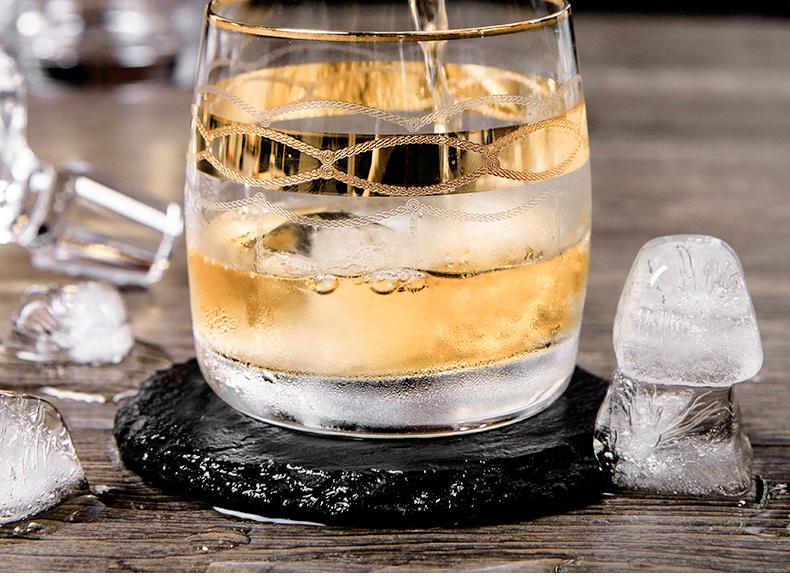 Czech imported crystal glass whisky glass, home engraved and gilded European classical glass, gilded Apollo pic 5