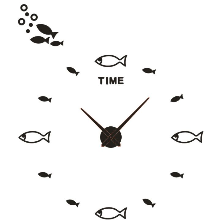 Yiwu good goods 3D three-dimensional fish wall clock DIY fun clock creative living room decoration wall stick clock thumbnail