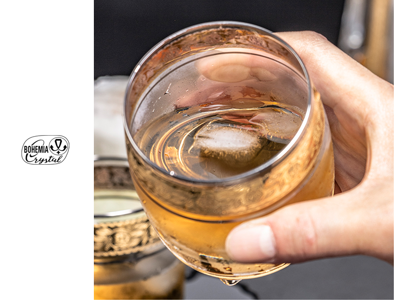 Czech imported crystal glass whisky glass, home engraved and gilded European classical glass with gilded rim pic 15