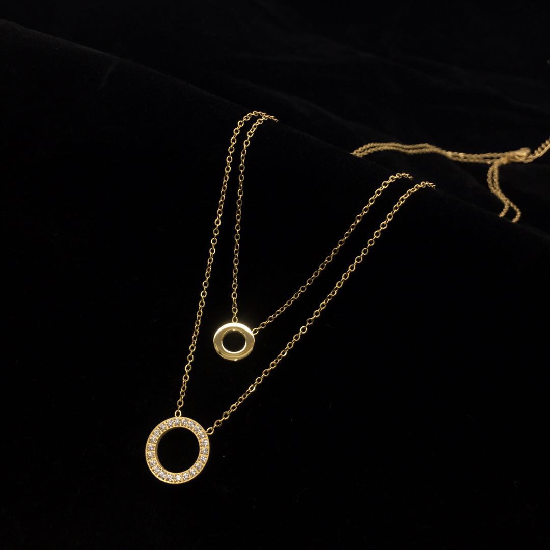 Korean casual double stone ring necklace thumbnail