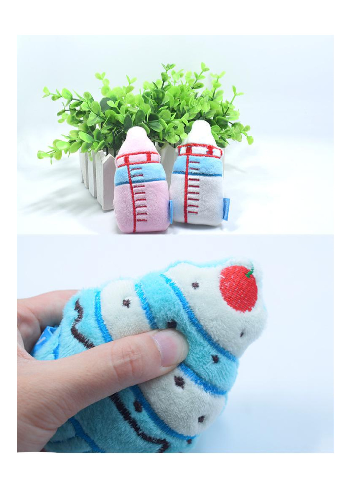 Pet plush sound toy simulation bottle grinding teeth cleaning teeth cat dog plush pet toys wholesale Application Scenario