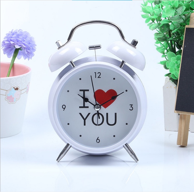 4寸金属打铃闹钟欧式创意礼品儿童摆钟爱心少女表