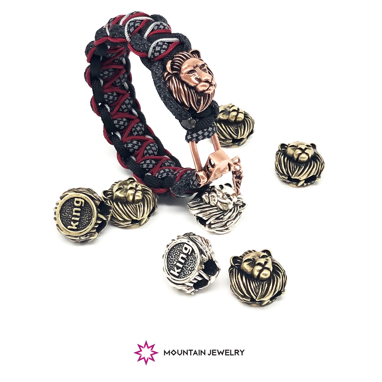 成品狮子王精品编绳户外伞绳铜贵金属环保电镀精品配件