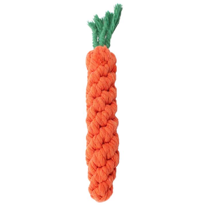 Pet carrot toys braided teeth cleaning teeth grinding cotton rope dog bite toy pet supplies manufacturers Specification drawing