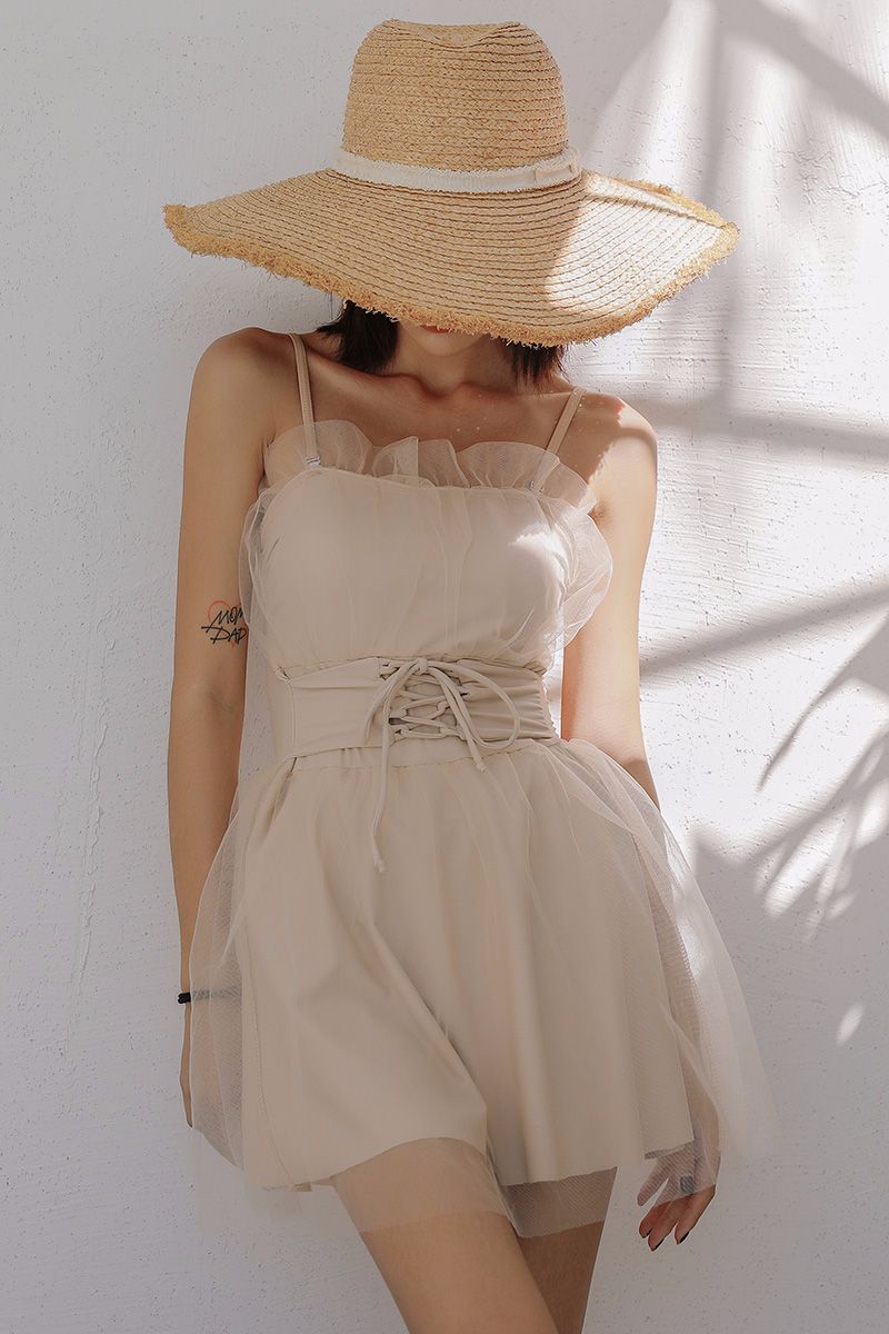 South Korean Small Fragrant Wind Short Sleeve Sleeve Sexy Conservative Hot Spring Thin Cover Belly One-Piece Swimsuit Woman Item Picture