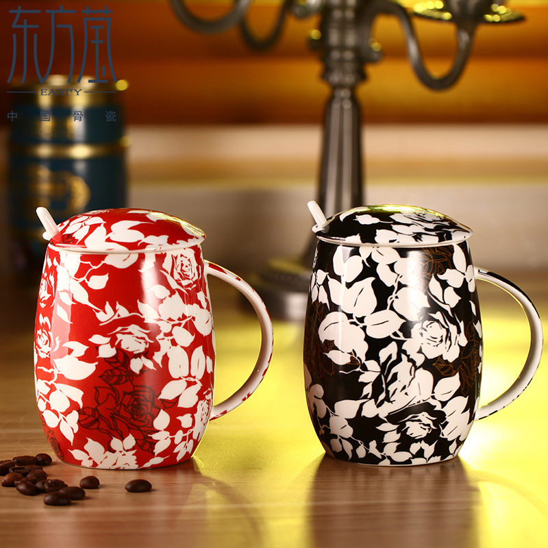 Dongfangying Bone China Lid Cup Urban Rose detail image 6