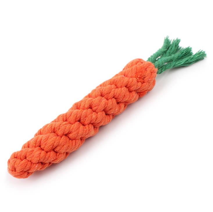 Pet carrot toys braided teeth cleaning teeth grinding cotton rope dog bite toy pet supplies manufacturers details Picture