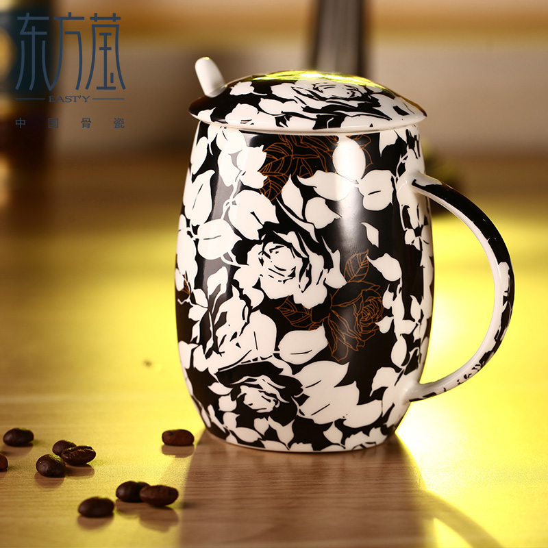 Dongfangying Bone China Lid Cup Urban Rose detail image 5