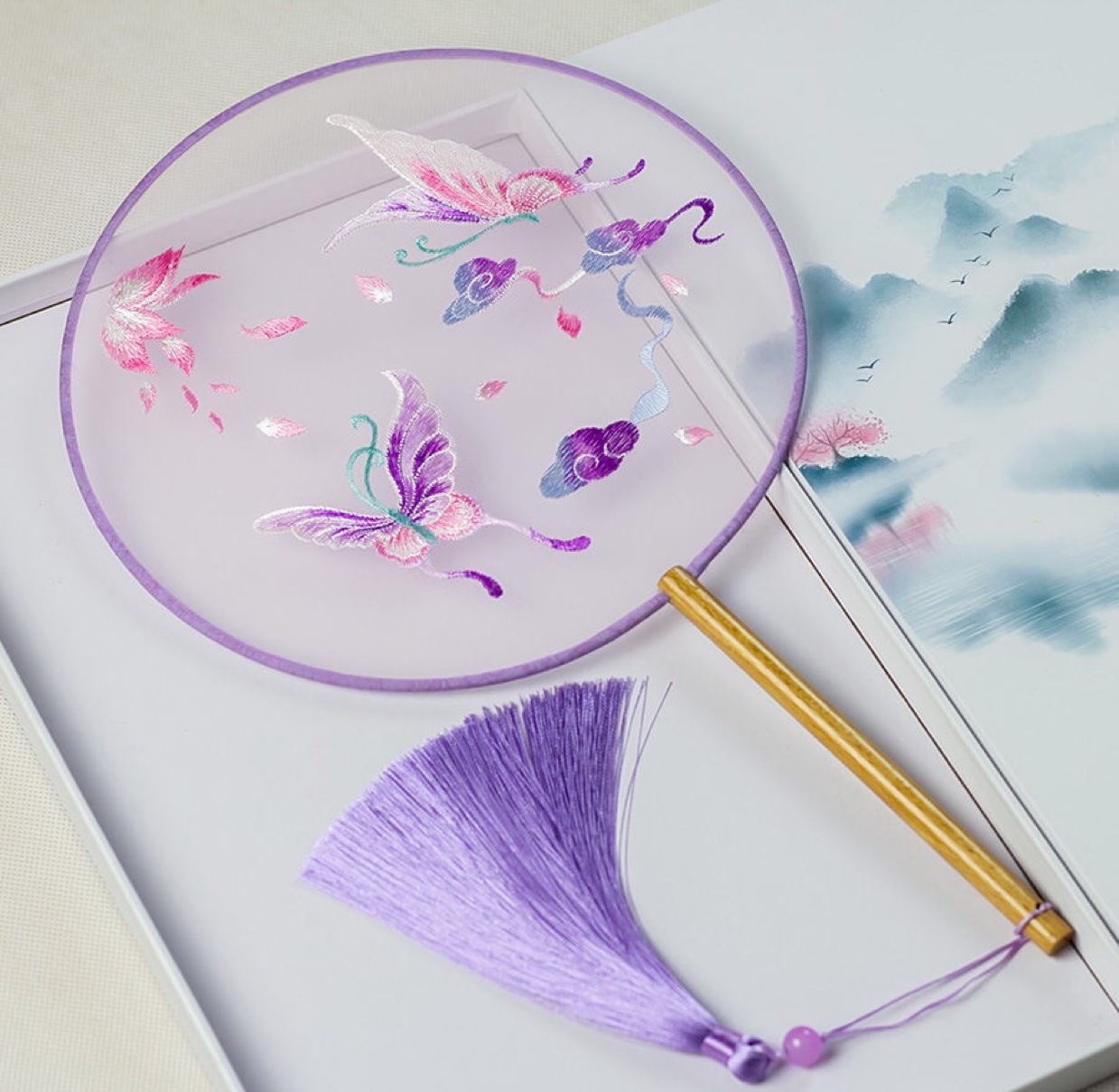 古风真丝团扇宫廷扇圆扇子双面刺绣扇高档女扇工艺扇摆设扇古装扇详情图7