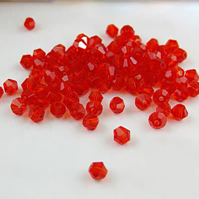 颗水晶菱形红色珠子手工DIY串珠玻璃散珠编制饰品珠