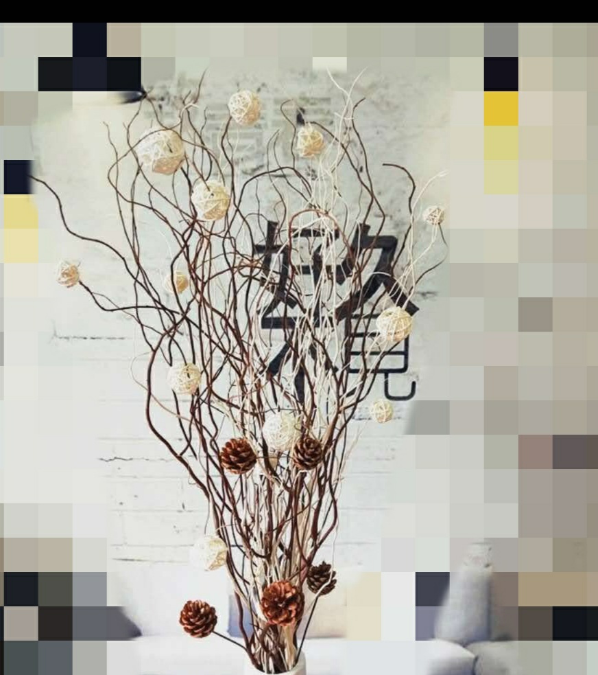 Dried flower simulation flowers, reed pine cones Christmas dragon willow tree branches, vines and balls to the ground decorative arts and crafts vase accessories, dried flower accessories, bark thatch rabbit tail grass dog tail grass thumbnail