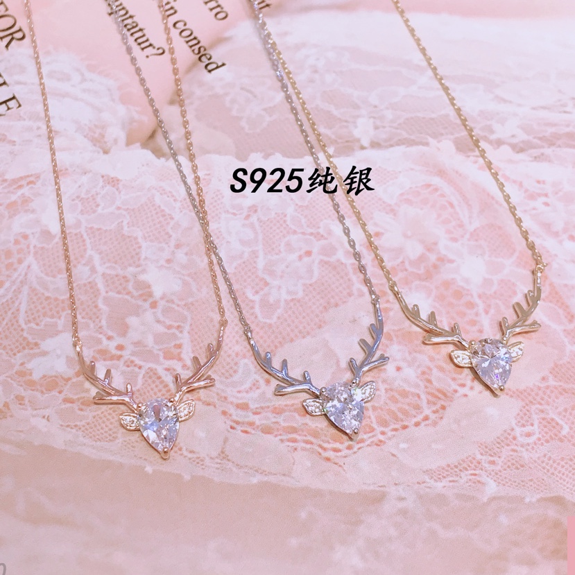 s925 sterling silver inlaid collar bone necklace thumbnail