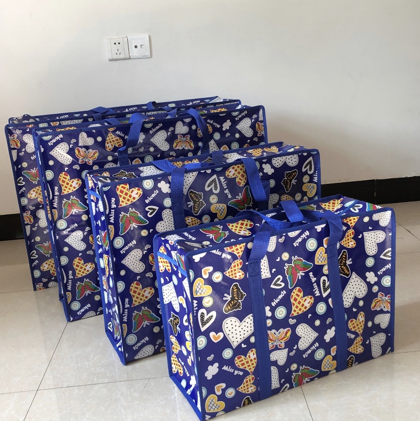 Manufacturers direct color printing coated non-woven bags waterproof, woven bags, moving bags. Open pocket customization