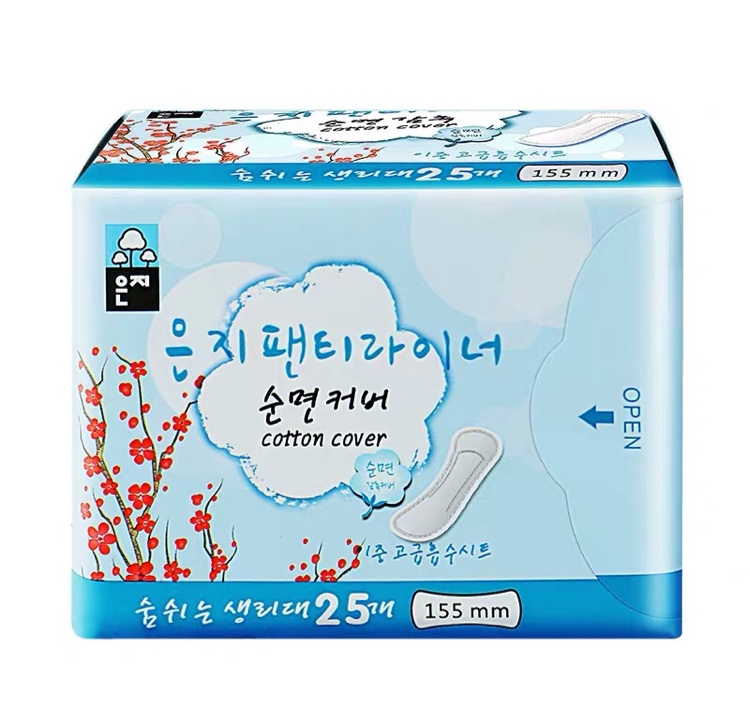 恩芝进口卫生巾 日用护垫经期前后使用纯棉姨妈巾无香155mm25片