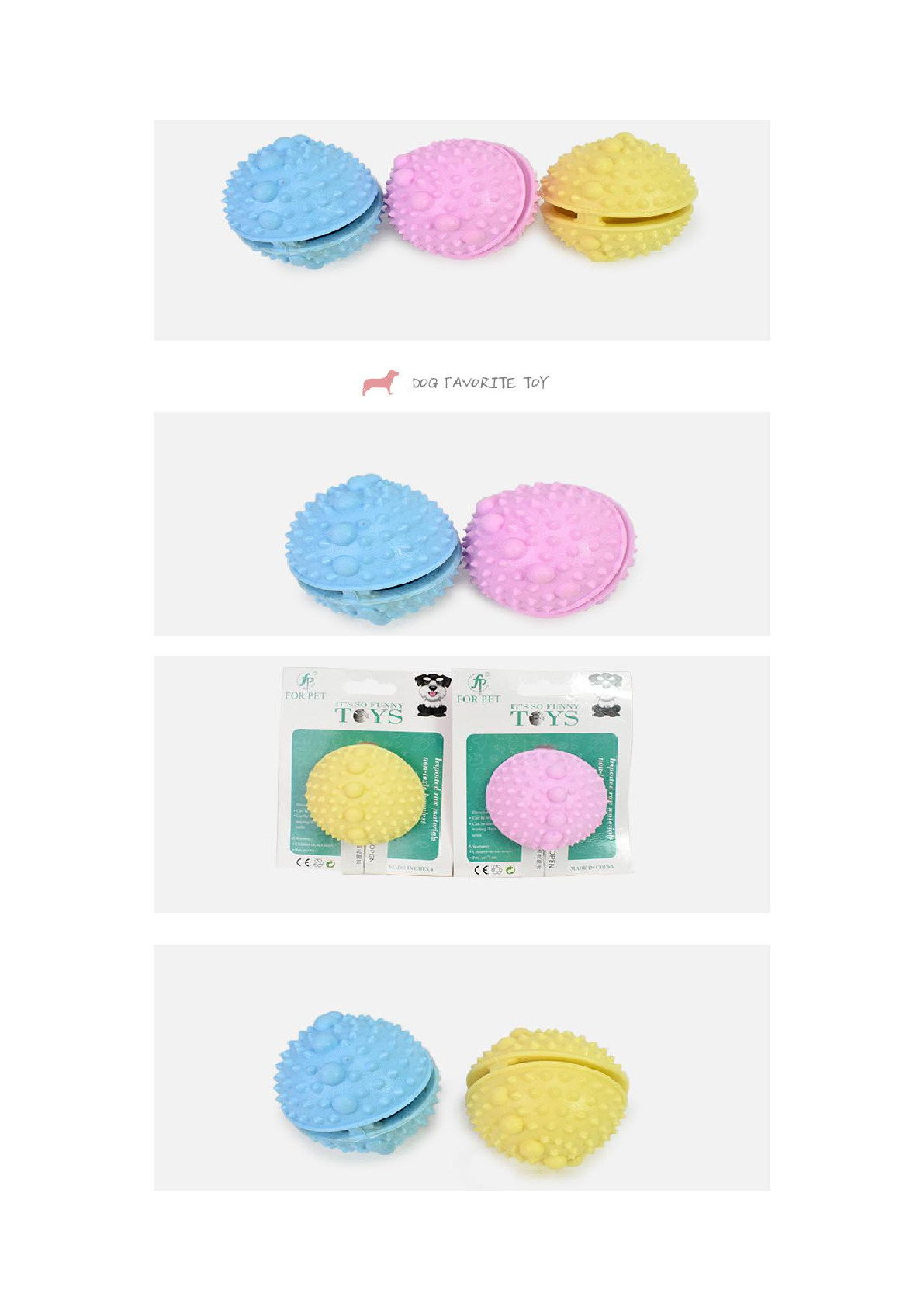 Manufacturers direct sales of pet toys Macaron TPR bite resistant spherical with thorns leakage ball dog teeth leakage ball Specification drawing