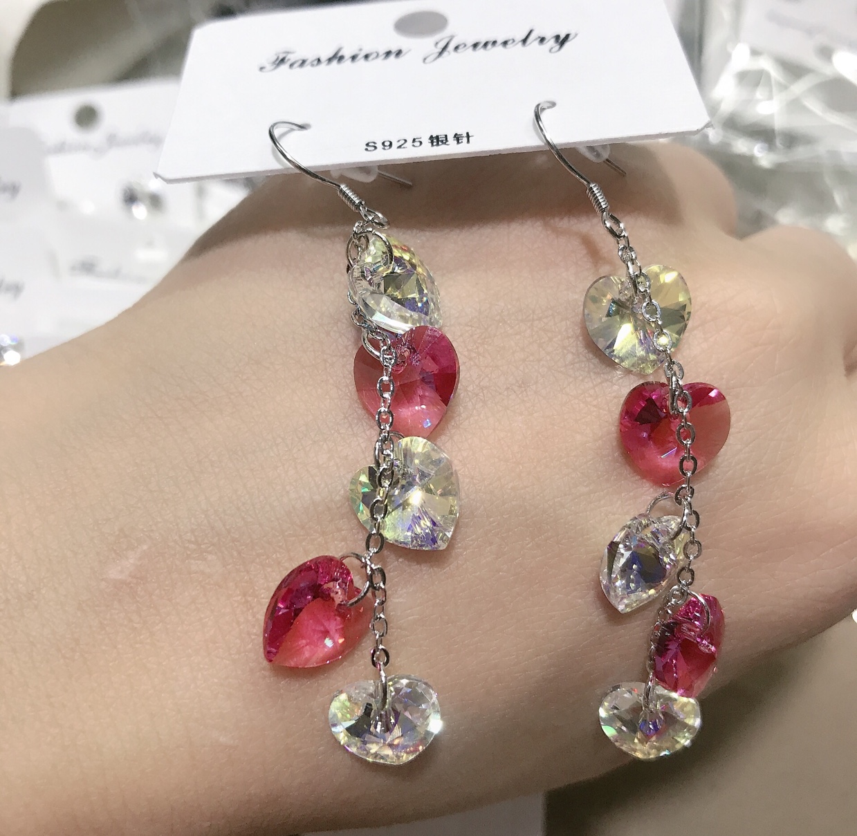 Swarovski crystal with sterling silver earhook and long earrings thumbnail