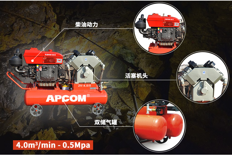 欧佩克矿用活塞空压机5bar 4.0m3/min 35hp矿山活塞机2V-4.0/5详情图7