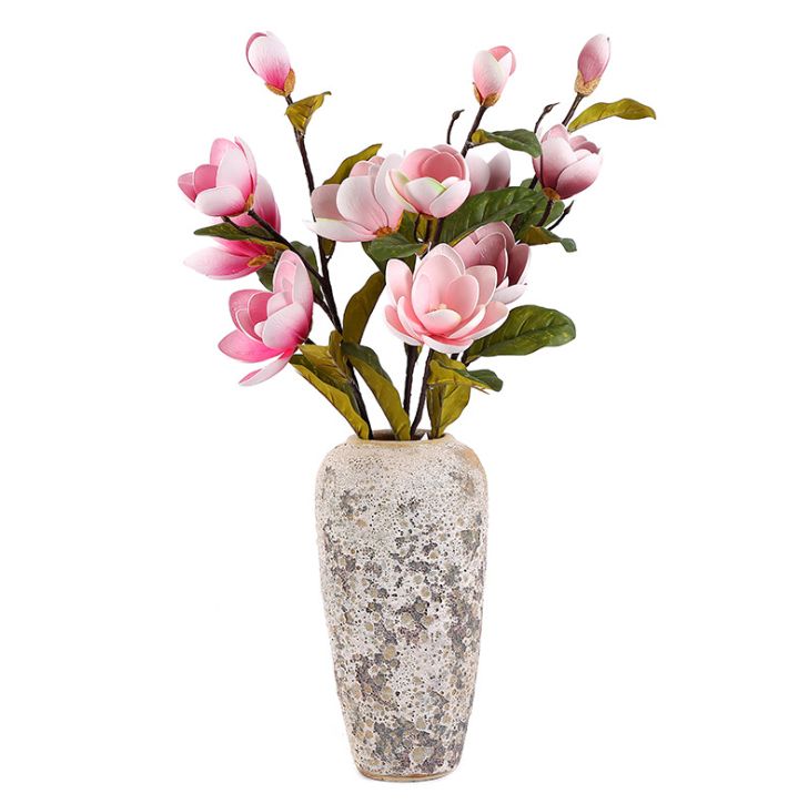 Yiwu quality products: 4-head PU artificial flowers for wedding and home decoration, artificial magnolia plant floor-standing decoration, artificial flowers