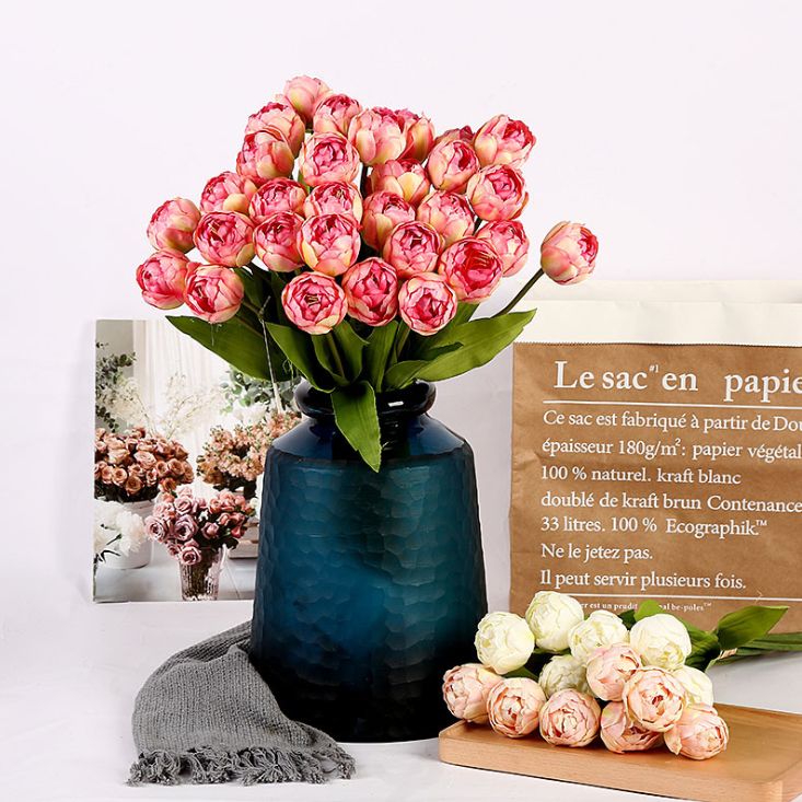 Yiwu good goods new 6 head mini tulip simulation flower photography study decoration fake flower artificial flower silk flower simulation tulip flower tulip flower thumbnail