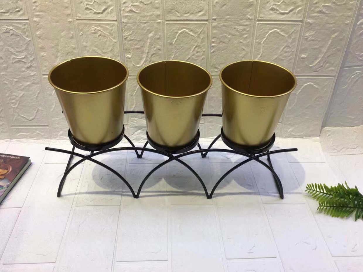 Nordic iron art flower rack gold simple living room indoor home desk green flower pot flower rack thumbnail
