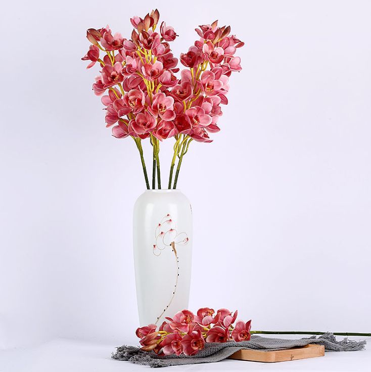 Yiwu good goods 14 3D immersion Cymbidium high-grade artificial flower fake flower photography wedding home decoration thumbnail