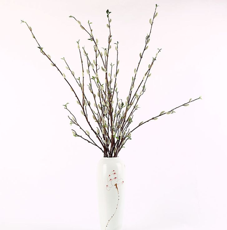 New cat willow willow branch artificial plant flower arrangements from Yiwu, paired with shooting props and floor-standing decorative flower arrangements details Picture