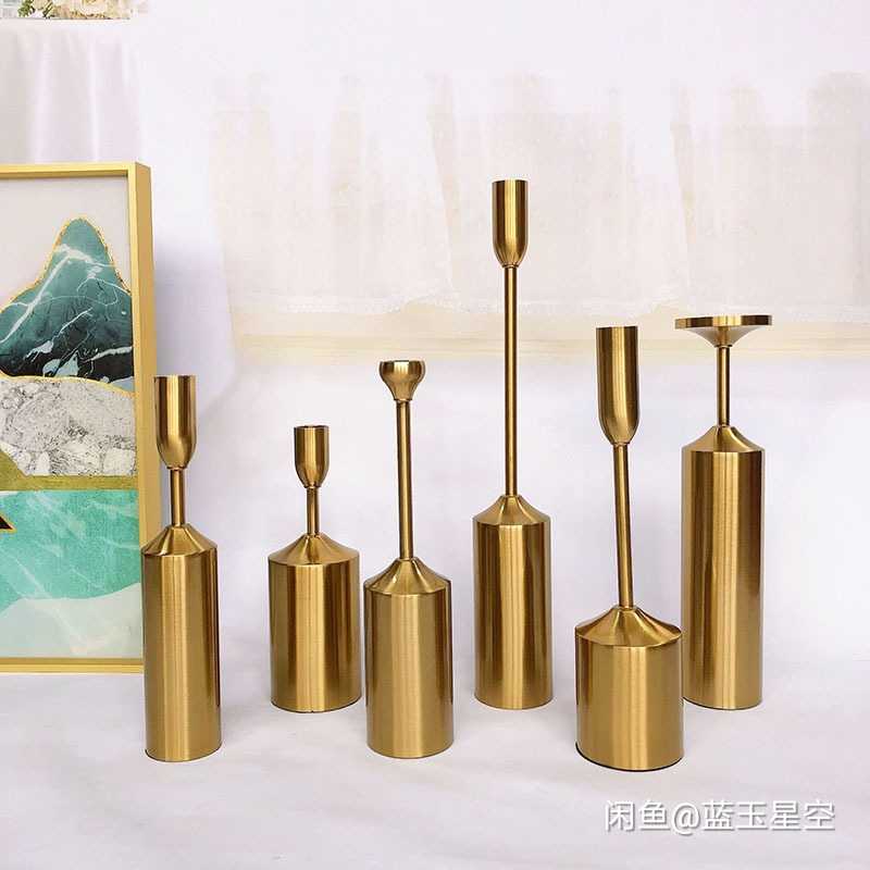北欧防铜六件套烛台婚庆装饰餐桌酒柜玄关电视柜装饰品