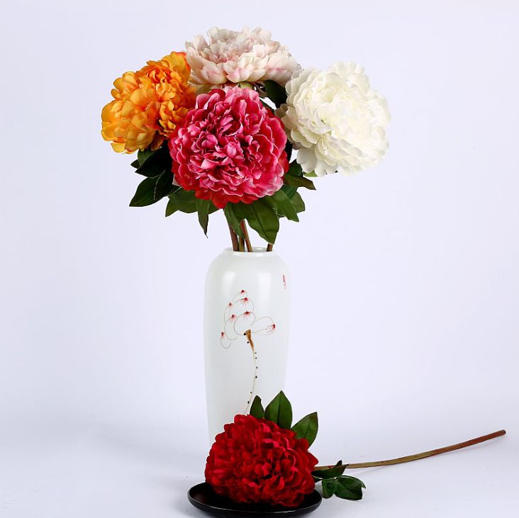 Yiwu quality Xiantao peony flower, artificial peony flower, silk flower, wedding and home decoration Specification image