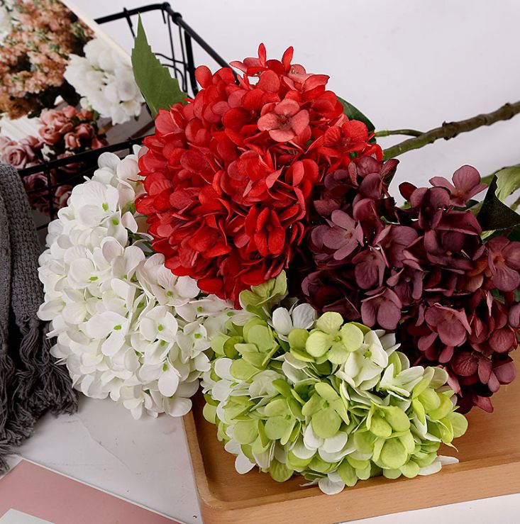 Yiwu quality products: Handcrafted artificial hydrangea flowers, wedding hydrangea artificial flowers, hand-held bouquets, home decoration artificial hydrangea artificial flowers, silk flowers, artificial flowers, hydrangea decorative flower accessories Specification image