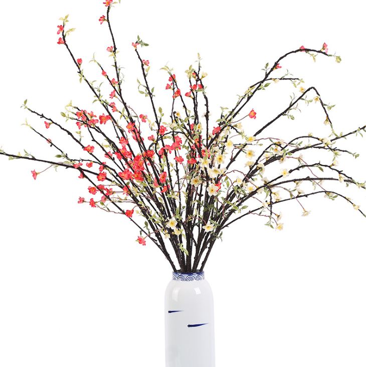 Yiwu quality New Chinese-style classical artificial flower, Longevity Plum, 105cm, living room decoration artificial plum blossom, Chinese-style artificial flower ornament artificial plum blossom details Picture