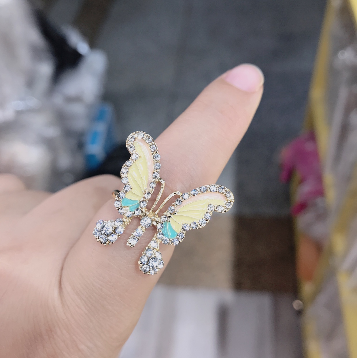 Personalized colorful butterfly rings Item Picture