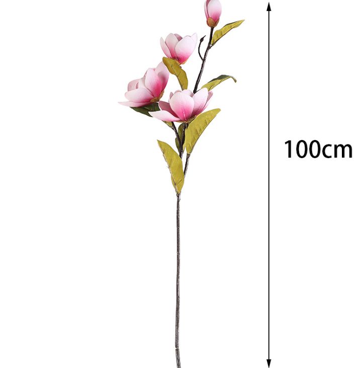 Yiwu quality products: 4-head PU artificial flowers for wedding and home decoration, artificial magnolia plant floor-standing decoration, artificial flowers Specification image