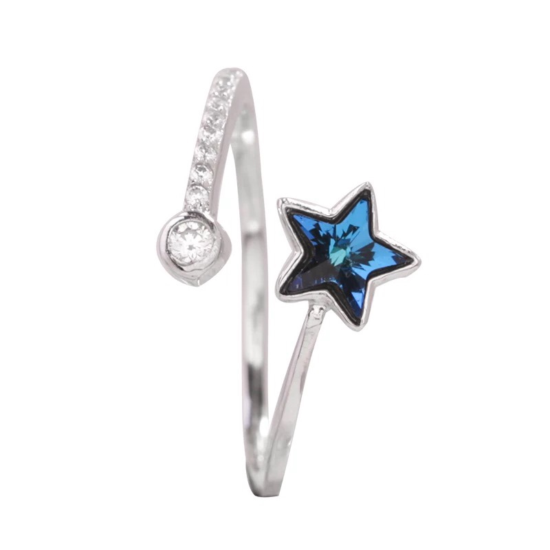 Korean blue light five-pointed star ring