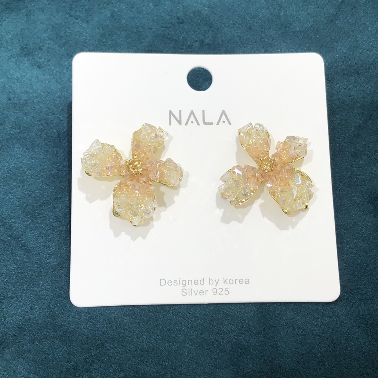 Korean crystal flower earrings thumbnail
