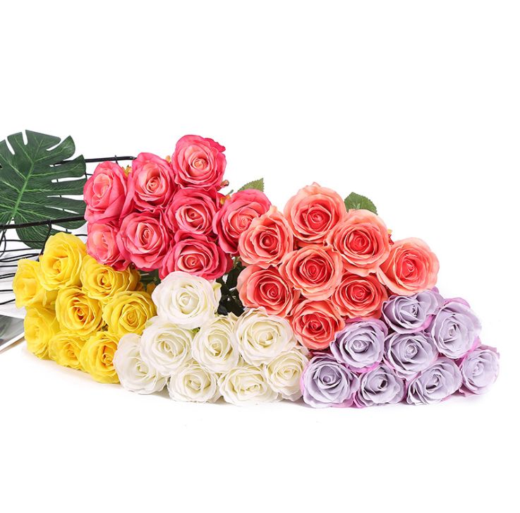 Yiwu Quality 8 handnotes, Snow Mountain rose, high-end artificial rose, artificial flower handle, bouquet, artificial rose, artificial flower, silk flower Specification image